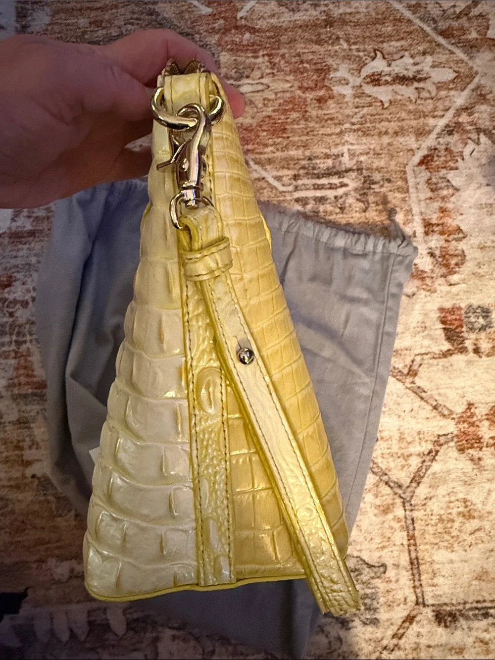 Brahmin Lemon Croc-Embossed Leather Satchel